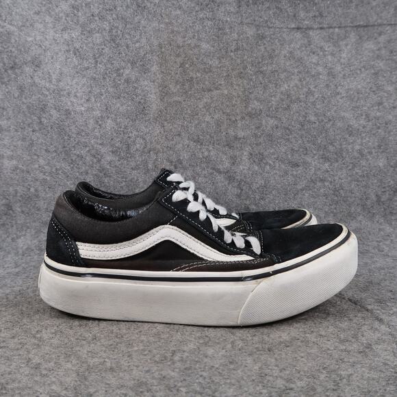 Vans Shoes Women 6.5 Platform Sneaker Old Skool Skate Casual Black Canvas Suede - Picture 1 of 13